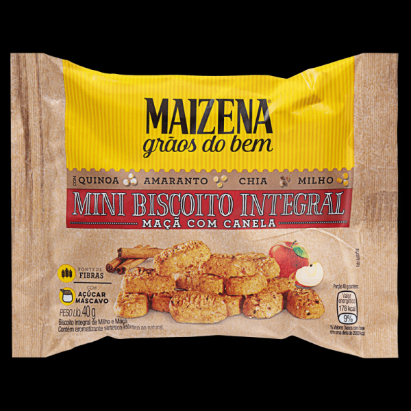 Encontraproduto.com.br - Mini Biscoito Integral Maizena Grãos do Bem Maçã com Canela 40g