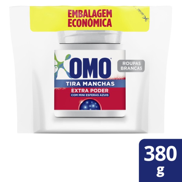 Tira Manchas Omo Extra Poder Roupas Brancas Pó Refil 380 G