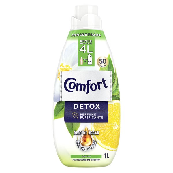 Encontraproduto.com.br - Amaciante de Roupa Concentrado com Óleo de Argan Detox Comfort Frasco 1l