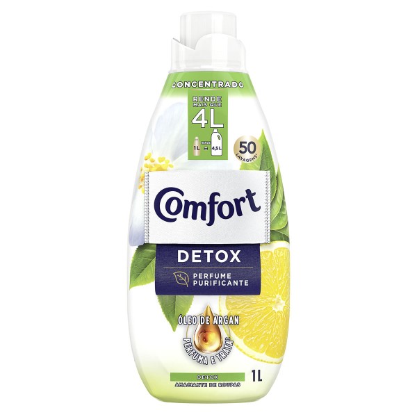 Encontraproduto.com.br - Amaciante de Roupa Concentrado com Óleo de Argan Detox Comfort Frasco 1l