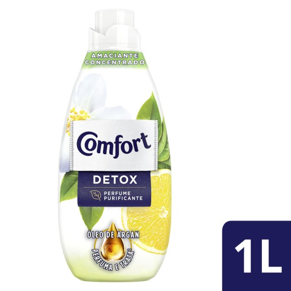 Encontraproduto.com.br - Amaciante de Roupa Concentrado com Óleo de Argan Detox Comfort Frasco 1l