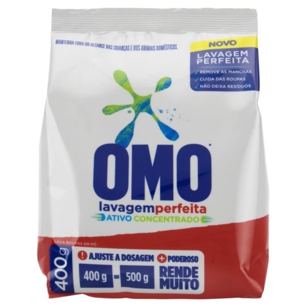Encontraproduto.com.br - Lava Roupas em Pó Omo Lavagem Perfeita Ativo Concentrado 400g Embalagem Econômica