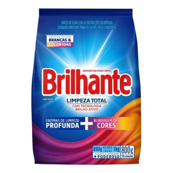 Encontraproduto.com.br - Sabão Em Pó Brilhante Limpeza Total 800g Kit C/06
