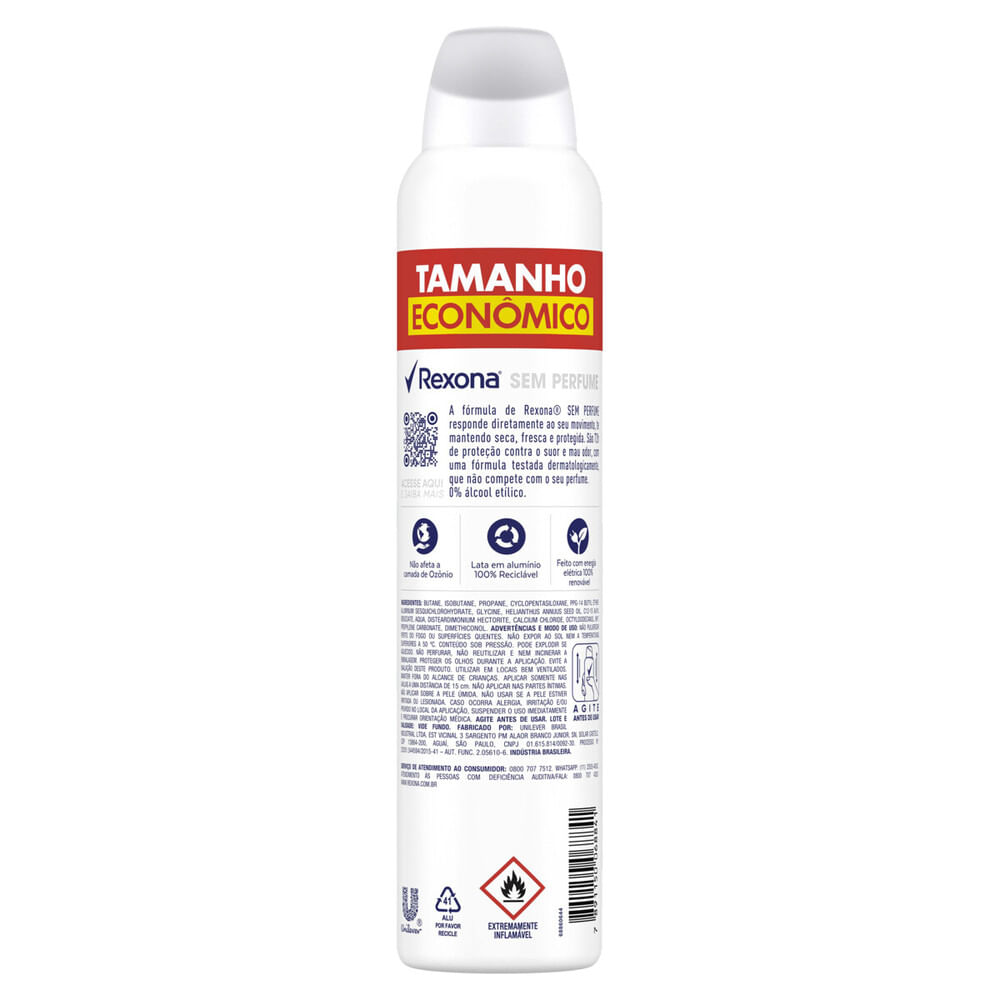 Encontraproduto.com.br - Desodorante Aerossol Rexona Sem perfume Frasco com 200ml