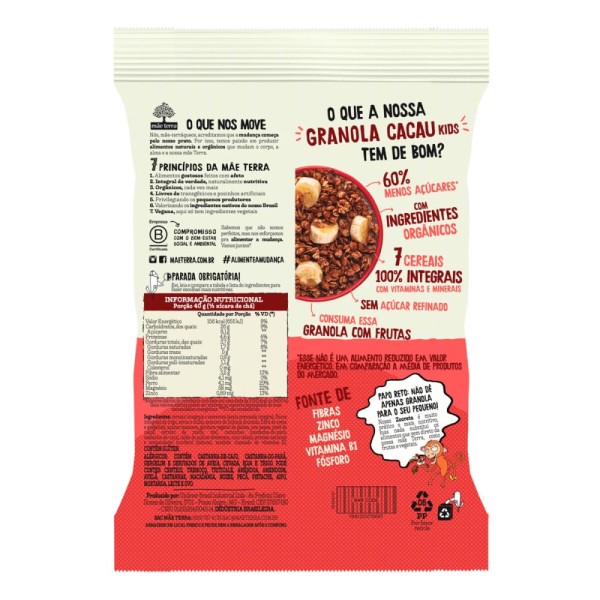 Encontraproduto.com.br - Granola Kids Mãe Terra Zooreta Cacau 200g