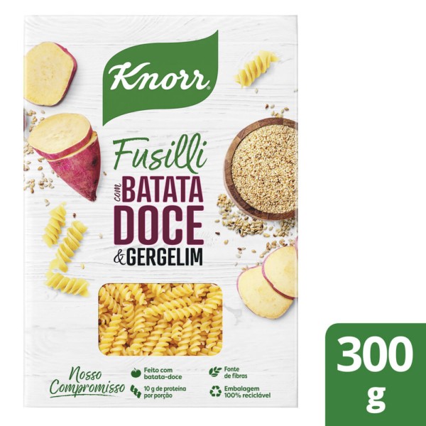 Encontraproduto.com.br - Massa Alimentícia com Preparado de Batata-Doce e Farinha de Gergelim Fusilli Knorr Caixa 300 g