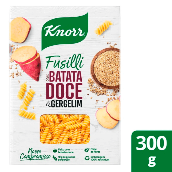 Encontraproduto.com.br - Massa Alimentícia com Preparado de Batata-Doce e Farinha de Gergelim Fusilli Knorr Caixa 300 g