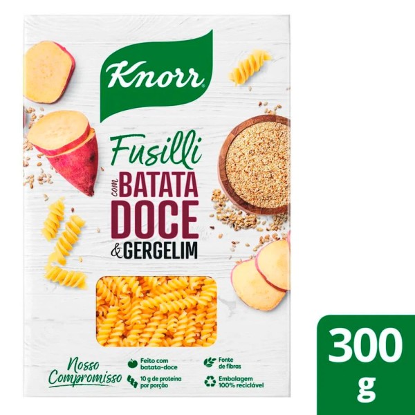 Encontraproduto.com.br - Massa Alimentícia com Preparado de Batata-Doce e Farinha de Gergelim Fusilli Knorr Caixa 300 g