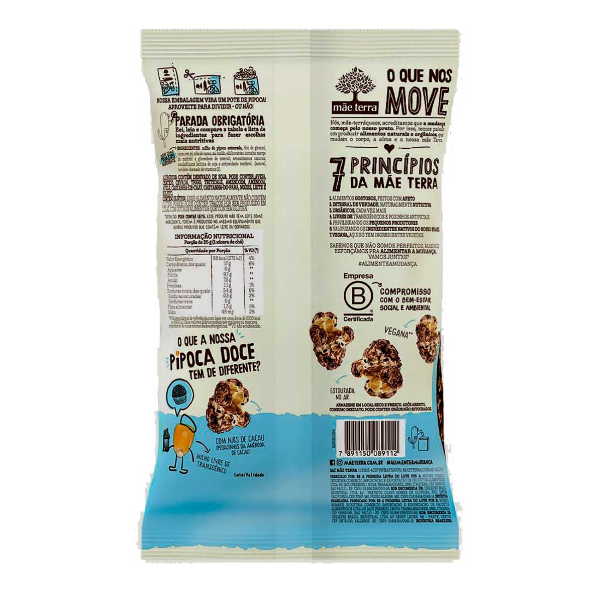 Encontraproduto.com.br - Pipoca Pronta Doce Brigadeiro Zero Açúcar Mãe Terra  40g