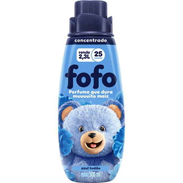 Amaciante para Roupas Concentrado Fofo Azul Tudão Frasco com 500ml