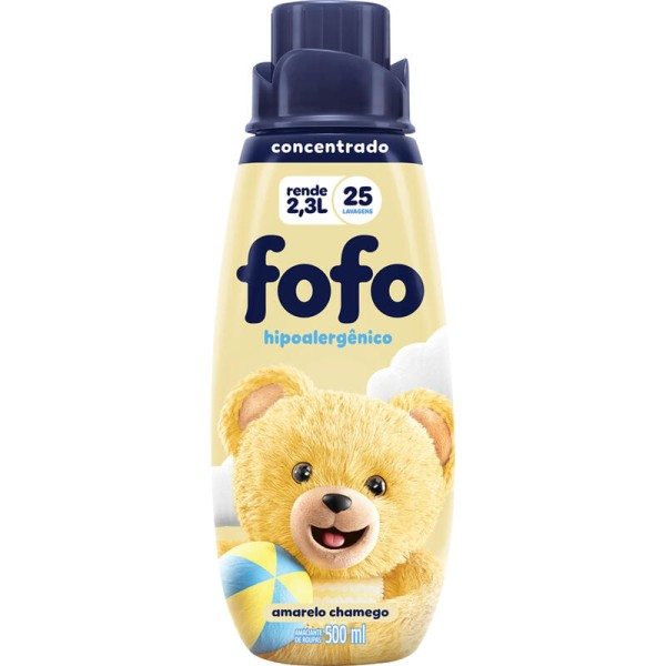 Amaciante para Roupas Concentrado Fofo Amarelo Chamego Frasco com 500ml