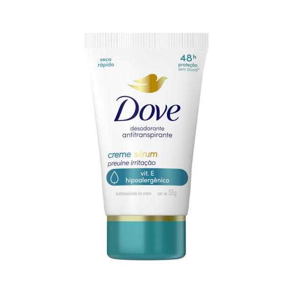 Desodorante em Creme Dove Feminino Sérum Vitamina E, Hipoalergênico e Previne Irritação 50g