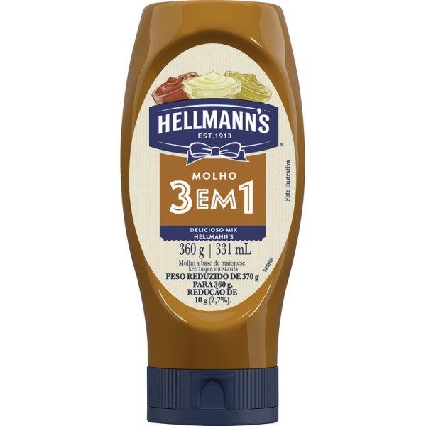 Encontraproduto.com.br - Molho Hellmanns 3 em 1 Bisnaga com 360g