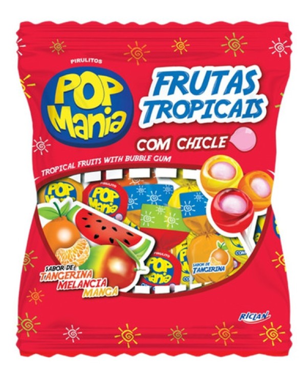 Pirulito Pop Mania Sabor Napolitano 600g Riclan