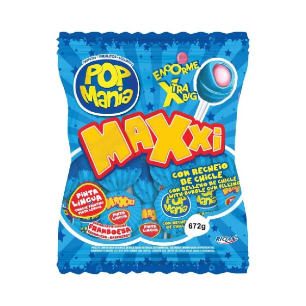 Encontraproduto.com.br - Pirulito Maxxi Riclan Framboesa Pacote com 672g