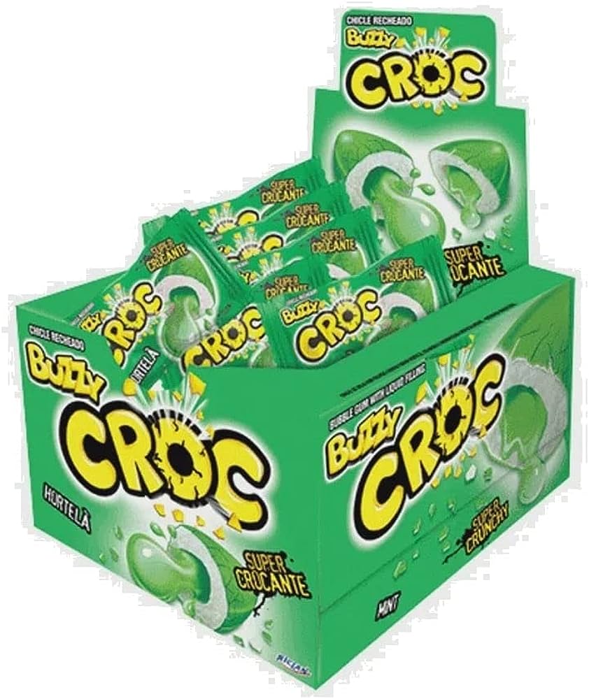 Encontraproduto.com.br - Chiclete Buzzy Recheado Croc Hortelã c/40 - Riclan