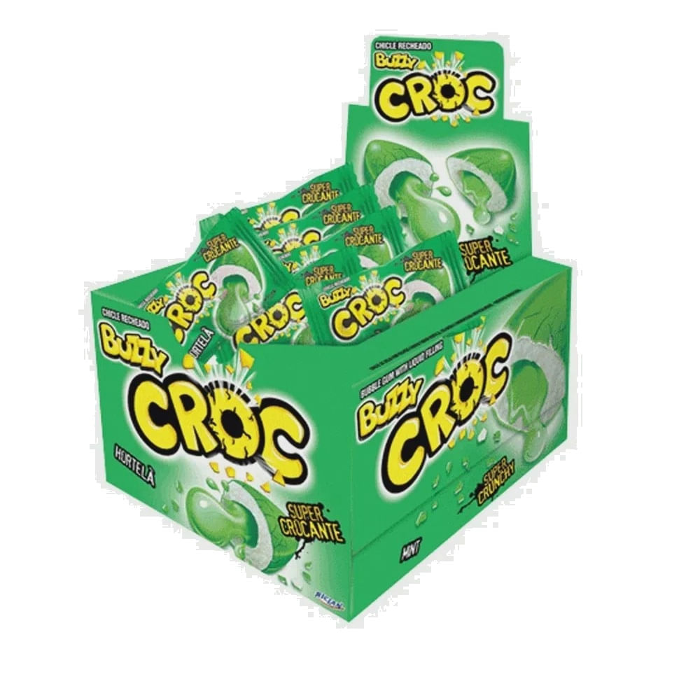 Encontraproduto.com.br - Chiclete Buzzy Recheado Croc Hortelã c/40 - Riclan