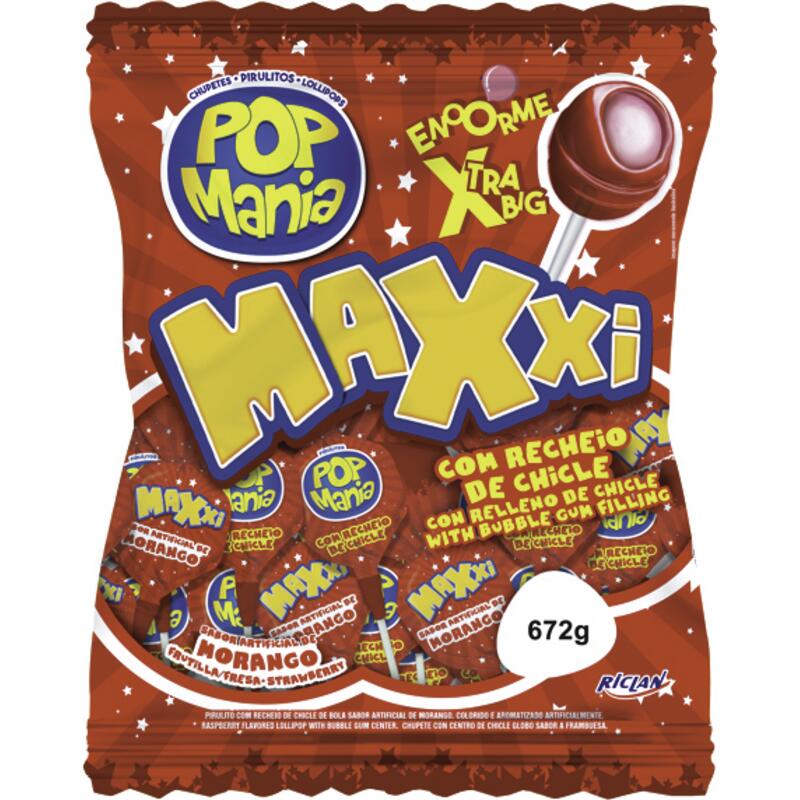 Encontraproduto.com.br - Pirulito Riclan Maxxi Morango Pacote com 672g