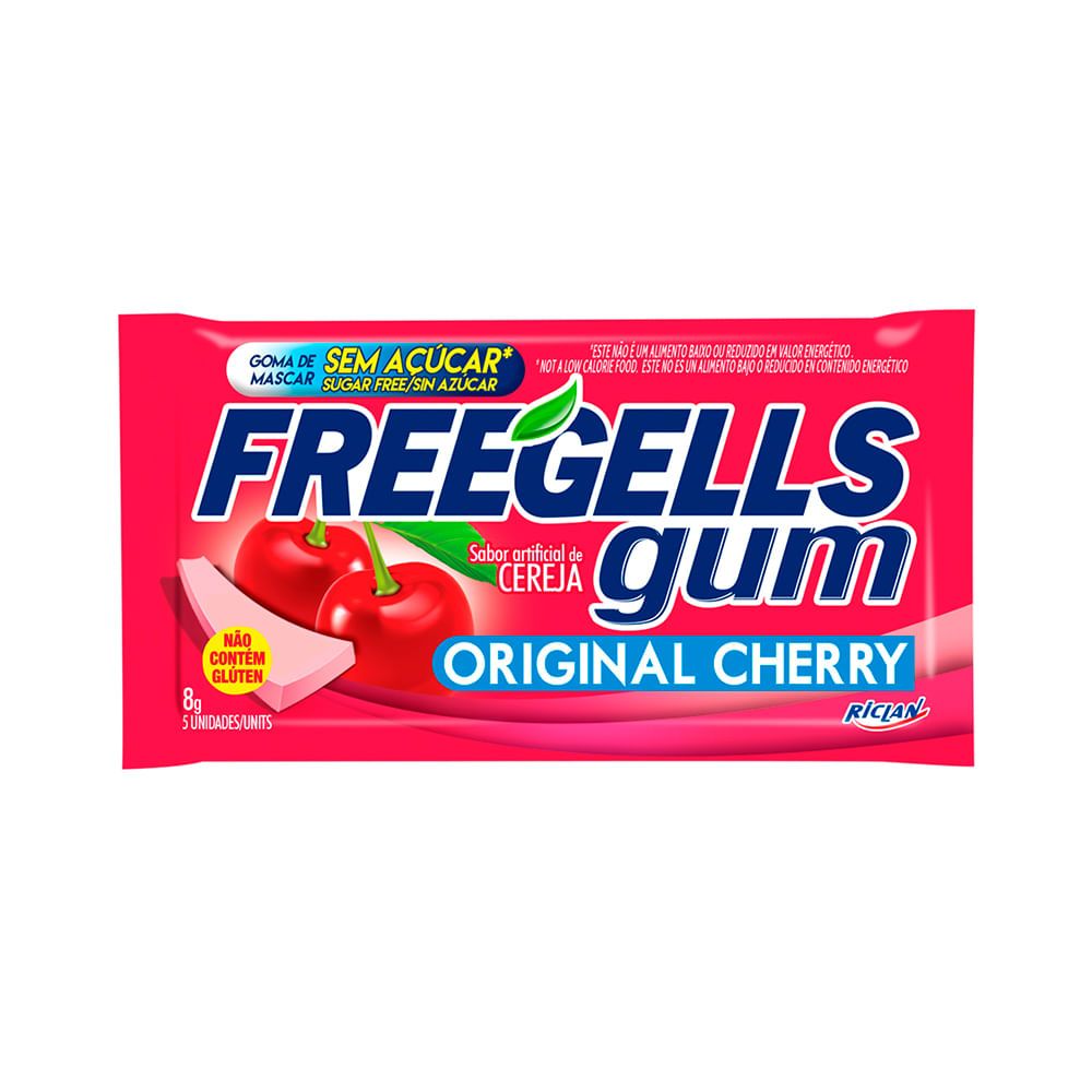 Encontraproduto.com.br - Chiclete Freegells Gum Cherry - Sem Açúcar