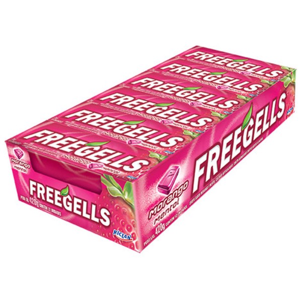 Encontraproduto.com.br - Drops Freegells Morango Caixeta com 12 unidades