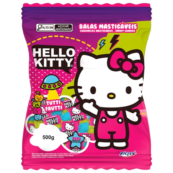Encontraproduto.com.br - Bala Mastigável Tutti Frutti Hello Kitty 500g - Riclan