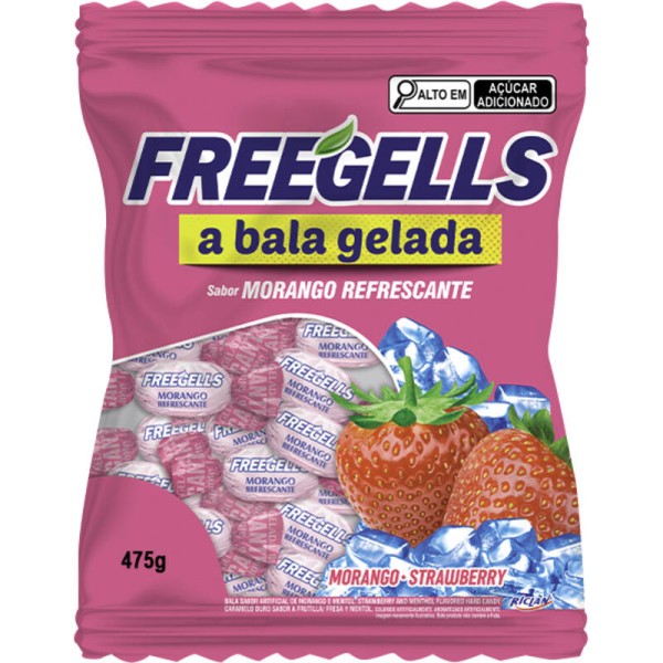 Encontraproduto.com.br - Bala Dura Morango Refrescante Freegells 475g - Riclan