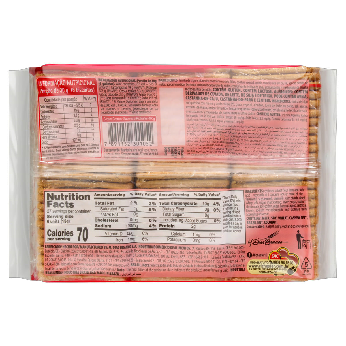 Encontraproduto.com.br - Biscoito Cream Cracker Richester Superiore 400g