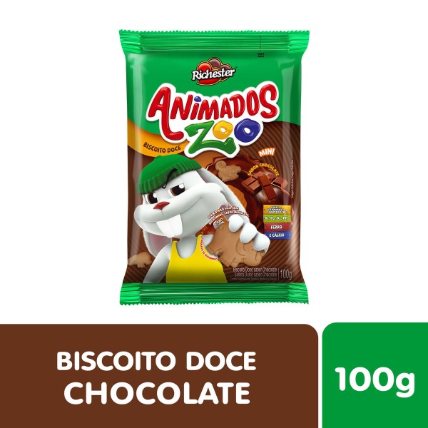 Encontraproduto.com.br - Biscoito Animados Zoo Chocolate 100g
