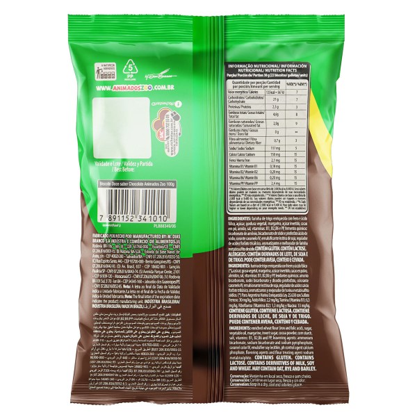 Encontraproduto.com.br - Biscoito Animados Zoo Chocolate 100g