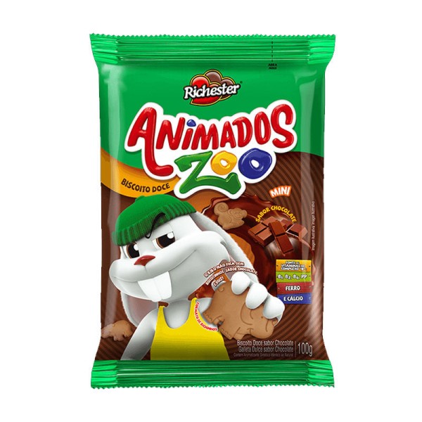Encontraproduto.com.br - Biscoito Animados Zoo Chocolate 100g