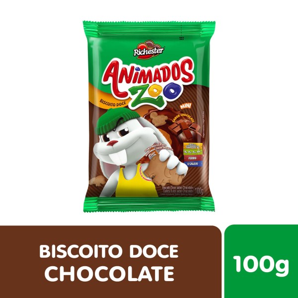 Encontraproduto.com.br - Biscoito Animados Zoo Chocolate 100g