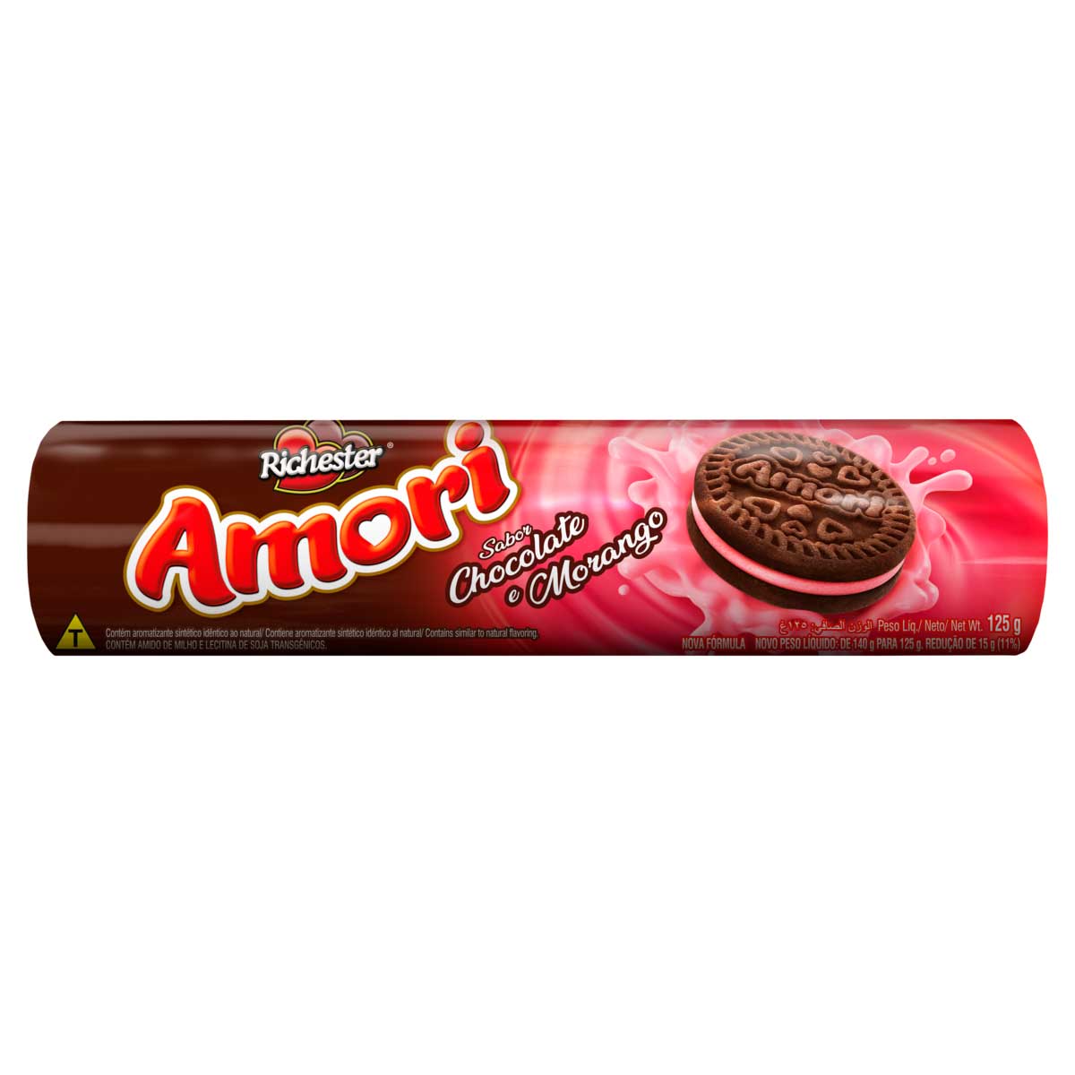 Encontraproduto.com.br - Biscoito Recheado Amori Chocolate e Morango 125g
