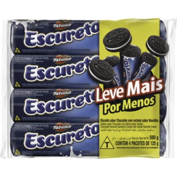 Biscoito Recheado Richester Escureto Pack com 500g