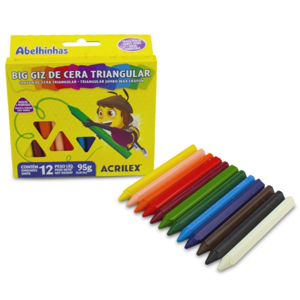 Encontraproduto.com.br - Gizão De Cera Triangular 12 Cores