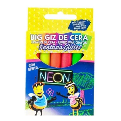 Big Giz de Cera 6 Cores 52g Fantasia Glitter Neon Acrilex - 09806
