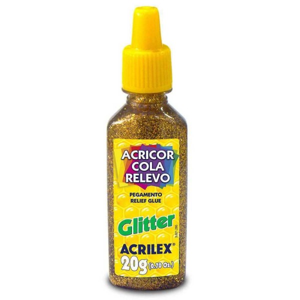 Encontraproduto.com.br - COLA RELEVO GLITTER OURO 20G ACRILEX