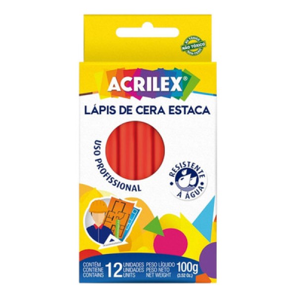 Lápis Cera Estaca Preto CX 12 Unds Cód. 520 Acrilex