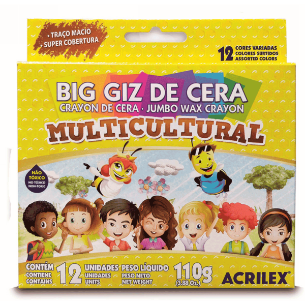 Encontraproduto.com.br - Big Giz de Cera Multicultural Acrilex - 12 Cores