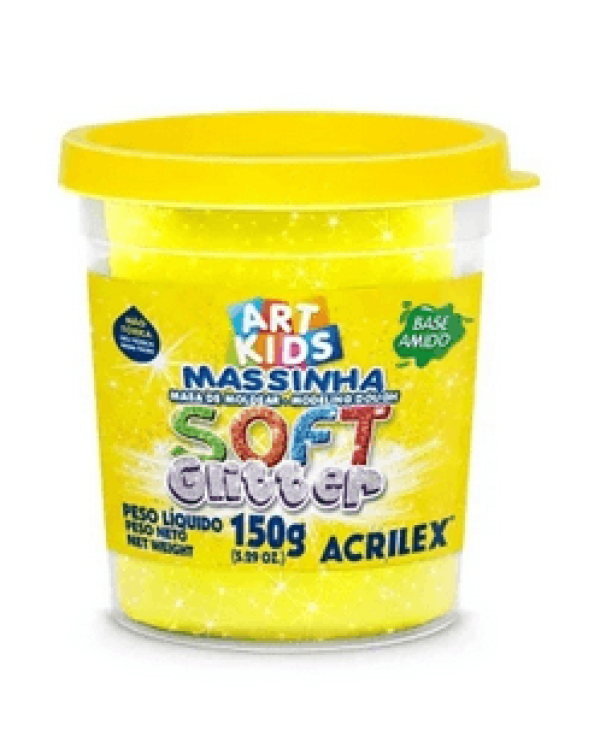 Massinha de Modelar Soft Glitter Amarelo 150G - ACRILEX