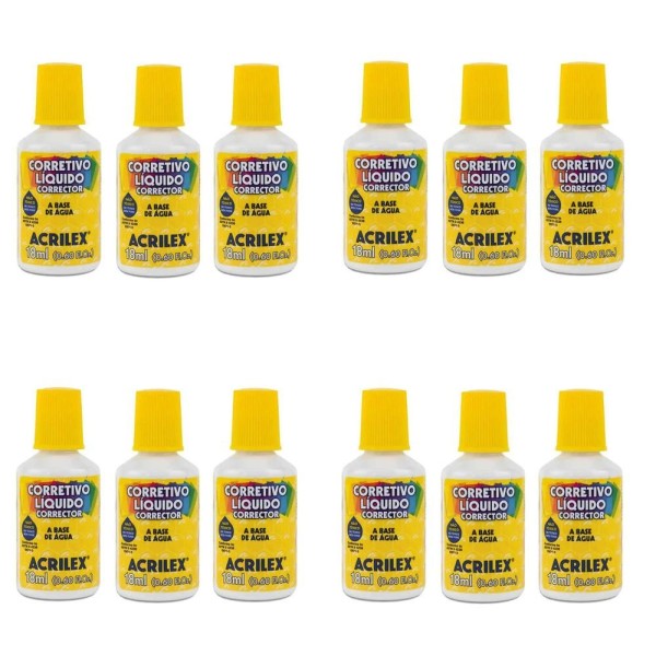 Encontraproduto.com.br - Corretivo Líquido Blister 18ml Branco Kit Com 3 Unidades