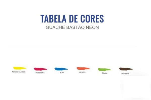 Encontraproduto.com.br - TEMPERA GUACHE 10G C/6 CORES BASTAO NEON R.020008