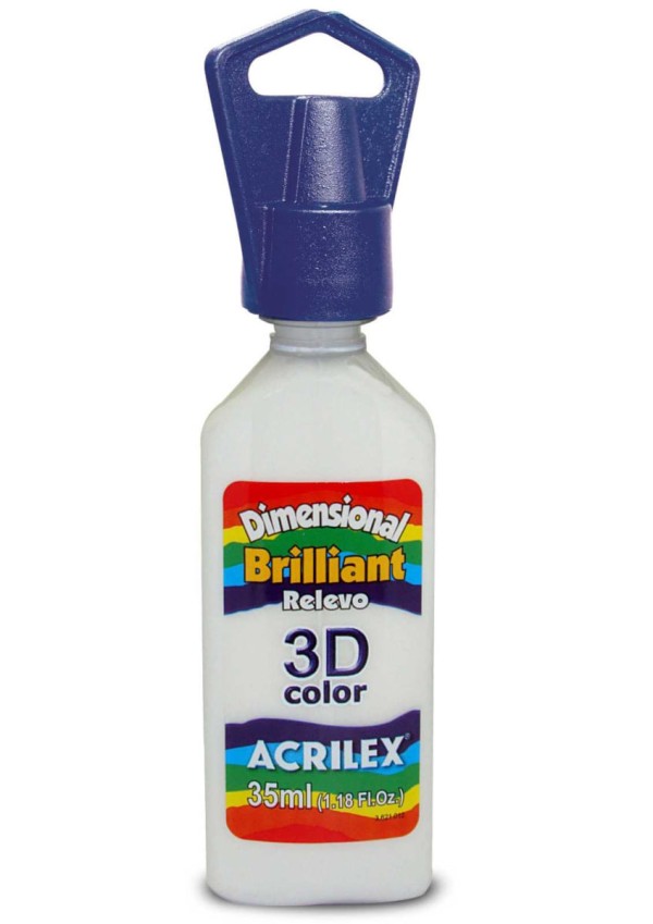 Encontraproduto.com.br - TINTA DIMENSIONAL BRILLIANT 3D BRANCO 35ML ACRILEX
