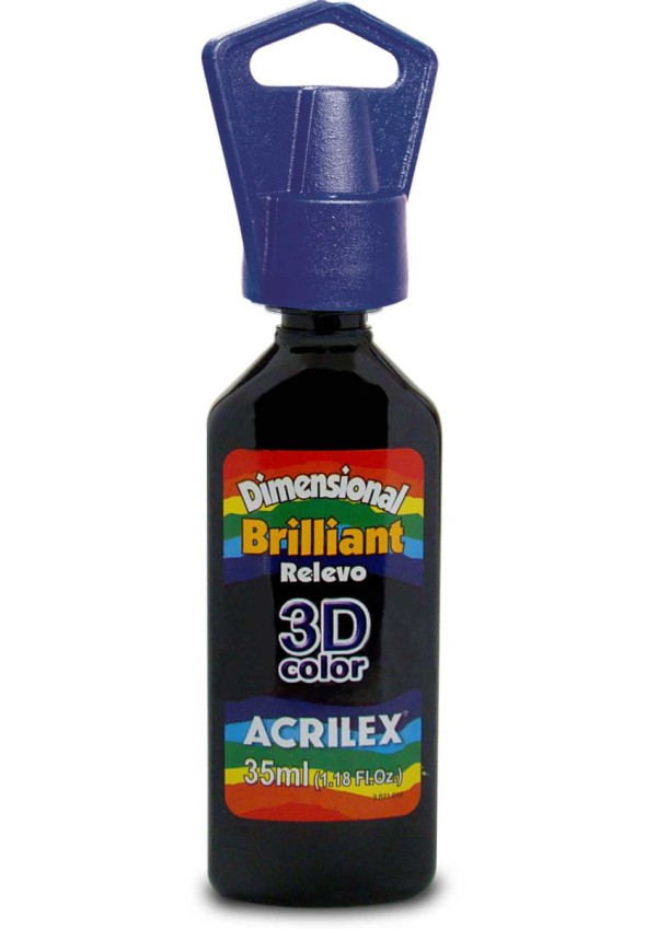 Encontraproduto.com.br - TINTA DIMENSIONAL BRILLIANT 3D PRETO 35ML ACRILEX
