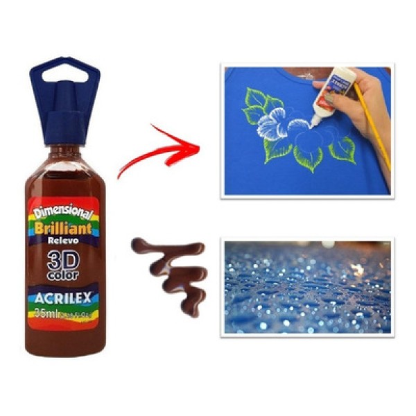 Encontraproduto.com.br - Tinta Dimensional Relevo 3d 35ml Brilhante - Acrilex Cor 531 Marrom