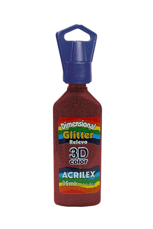 Encontraproduto.com.br - Tinta Dimensional Acrilex Relevo Glitter 3D Vermelho - 35ml