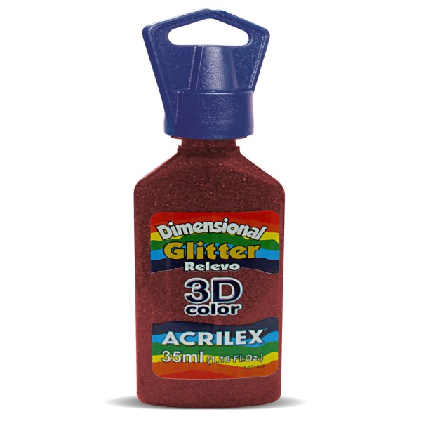 Encontraproduto.com.br - Tinta Dimensional Acrilex Relevo Glitter 3D Vermelho - 35ml