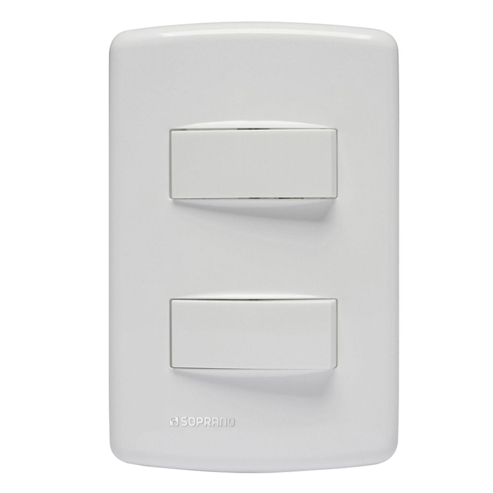 Encontraproduto.com.br - Conjunto 1 Interruptor Simples + 1 Interruptor Paralelo 10Ax 250V ~ 4X2 Branco Duale Up - Soprano