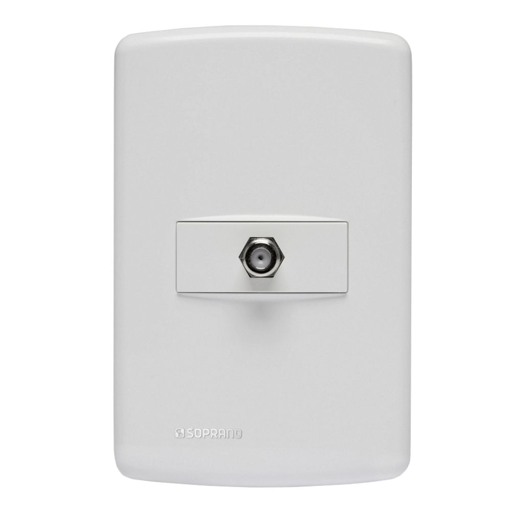 Conjunto 1 Tomada Cabo Coaxial Terminal Branca Duale Up