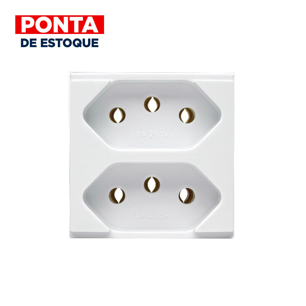 Encontraproduto.com.br - Módulo Tomada 2P + T Duplex 10A 250V ~ Brava! Duale Up Atria Sistema S - Soprano