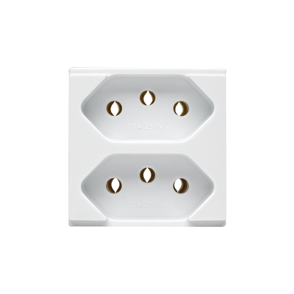 Módulo Tomada 2P + T Duplex 10A 250V ~ Brava! Duale Up Atria Sistema S - Soprano